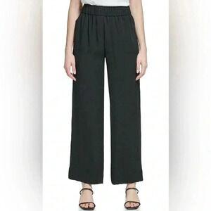 Calvin Klein Plus Size Wide Leg Woven Pant - Black